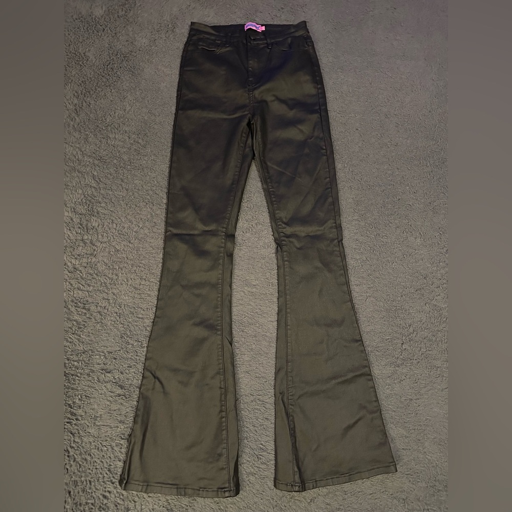 Edikted Luna vegan leather flare pants, size M
